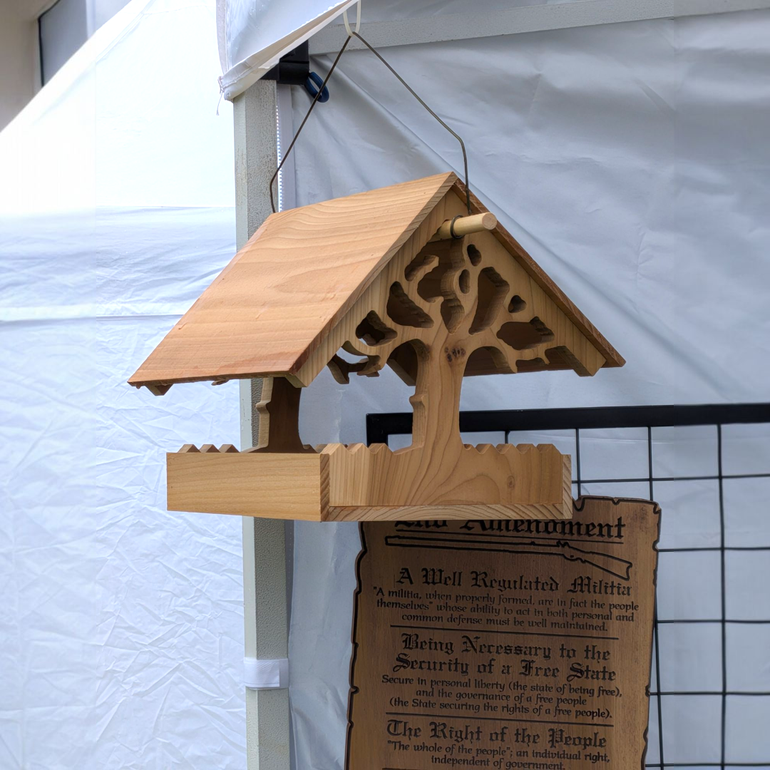 Handcrafted Wood Bird Feeder, Tree themed