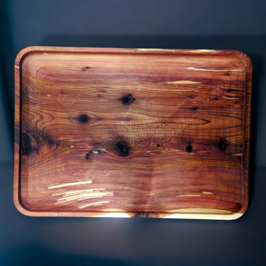 Cedar Rectangle Serving Display Platter- Charcuterie Serving, Red Cedar wood platter