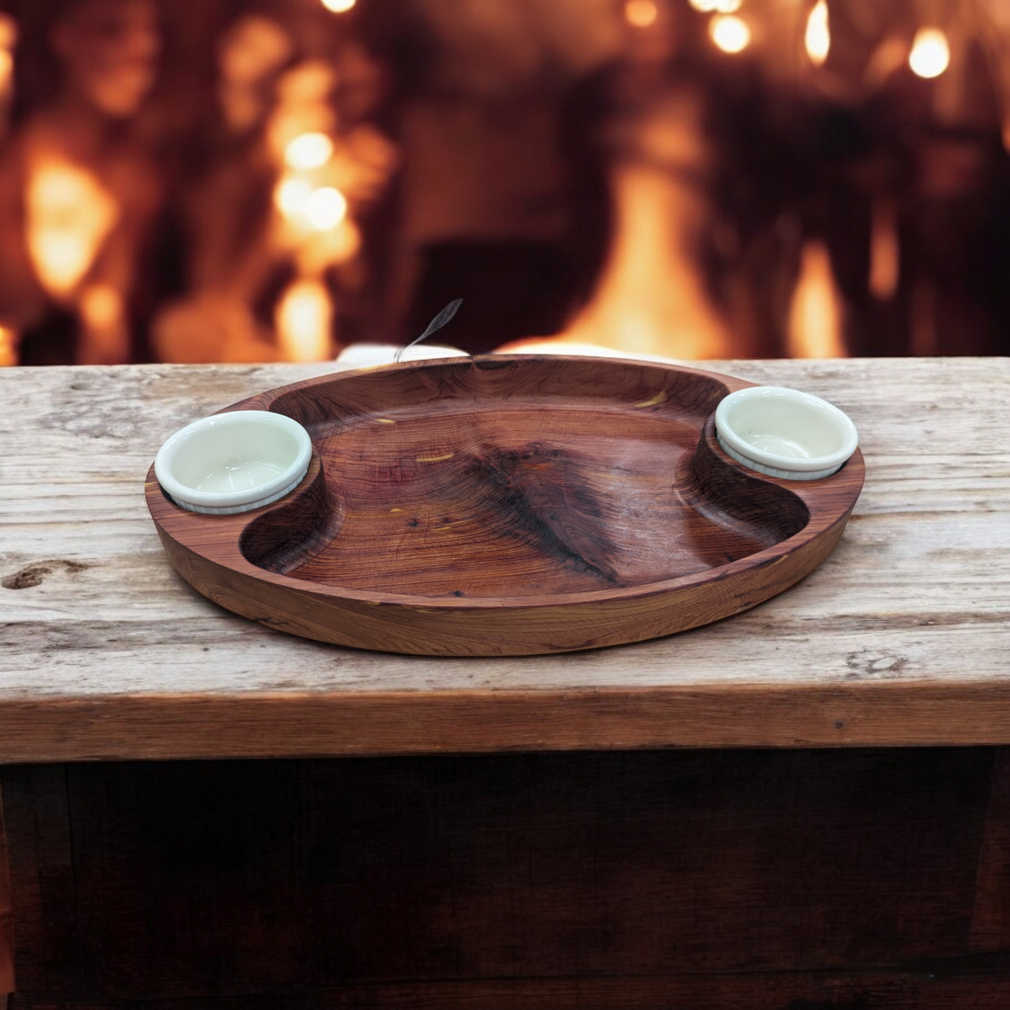Cedar chip and dip tray