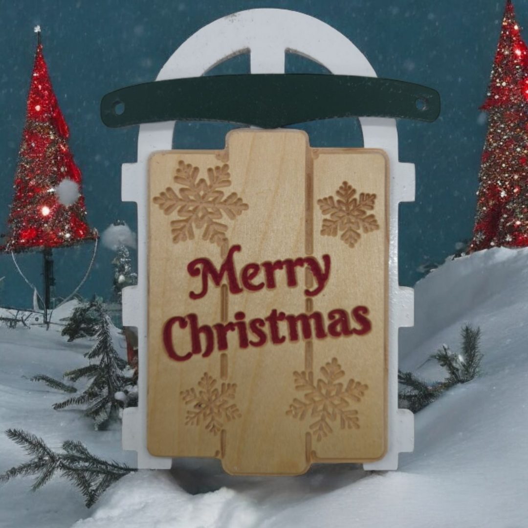 Medium Christmas Sled w/ rope handle, Christmas Décor