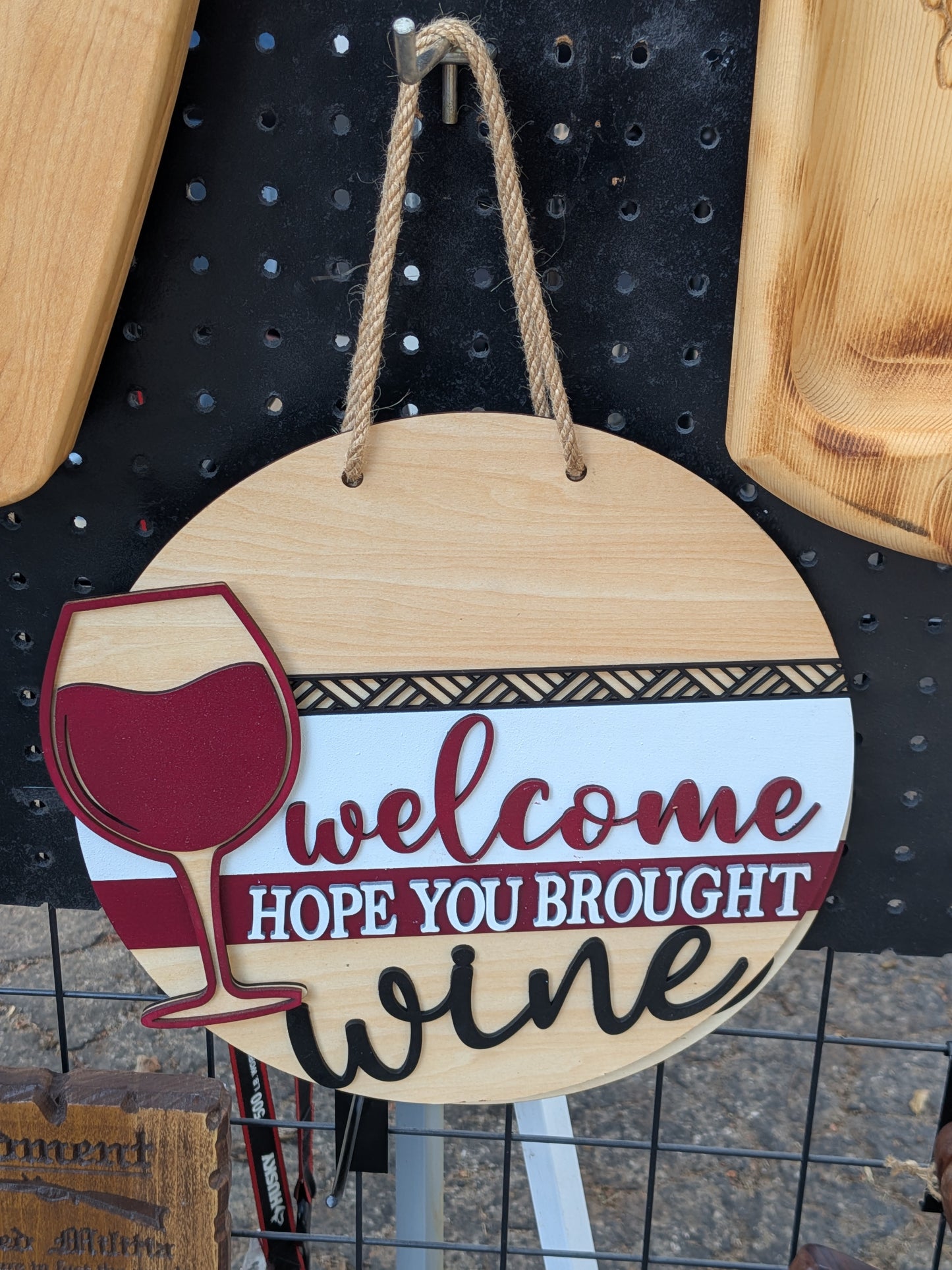 Round Door Hanger,  Hope You Brought Wine