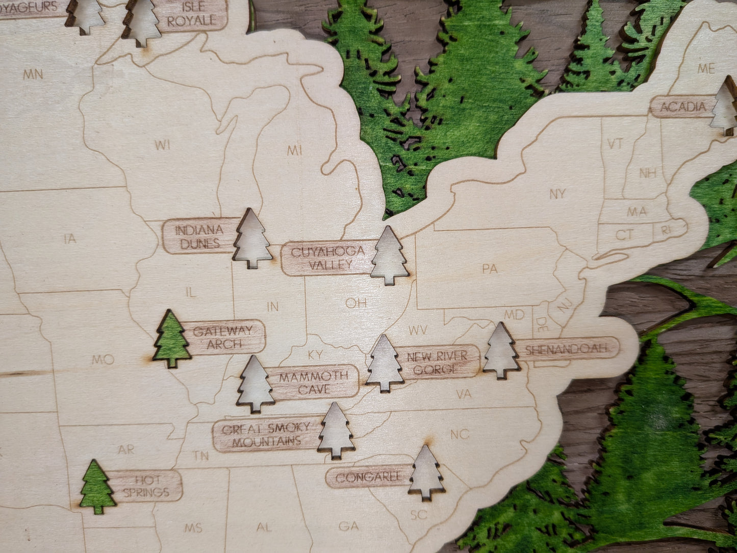 Personalized USA National Parks Travel Map With Pins, National Parks Wooden Map Tracker
