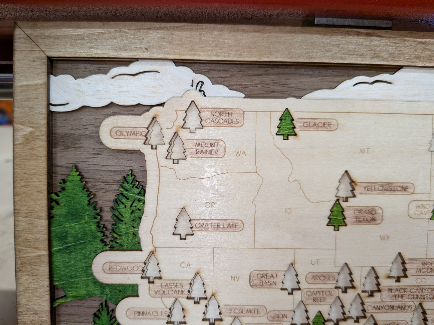 Personalized USA National Parks Travel Map With Pins, National Parks Wooden Map Tracker