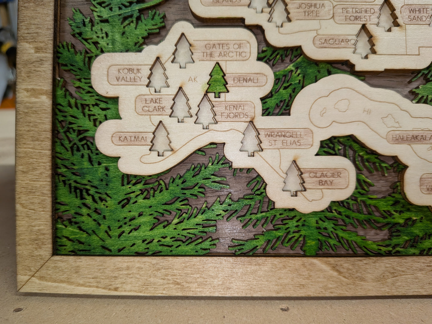 Personalized USA National Parks Travel Map With Pins, National Parks Wooden Map Tracker