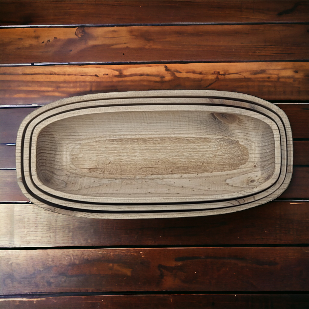 Handcrafted set of 3 Wooden Nested Bowls - Ready to Party and easy to store