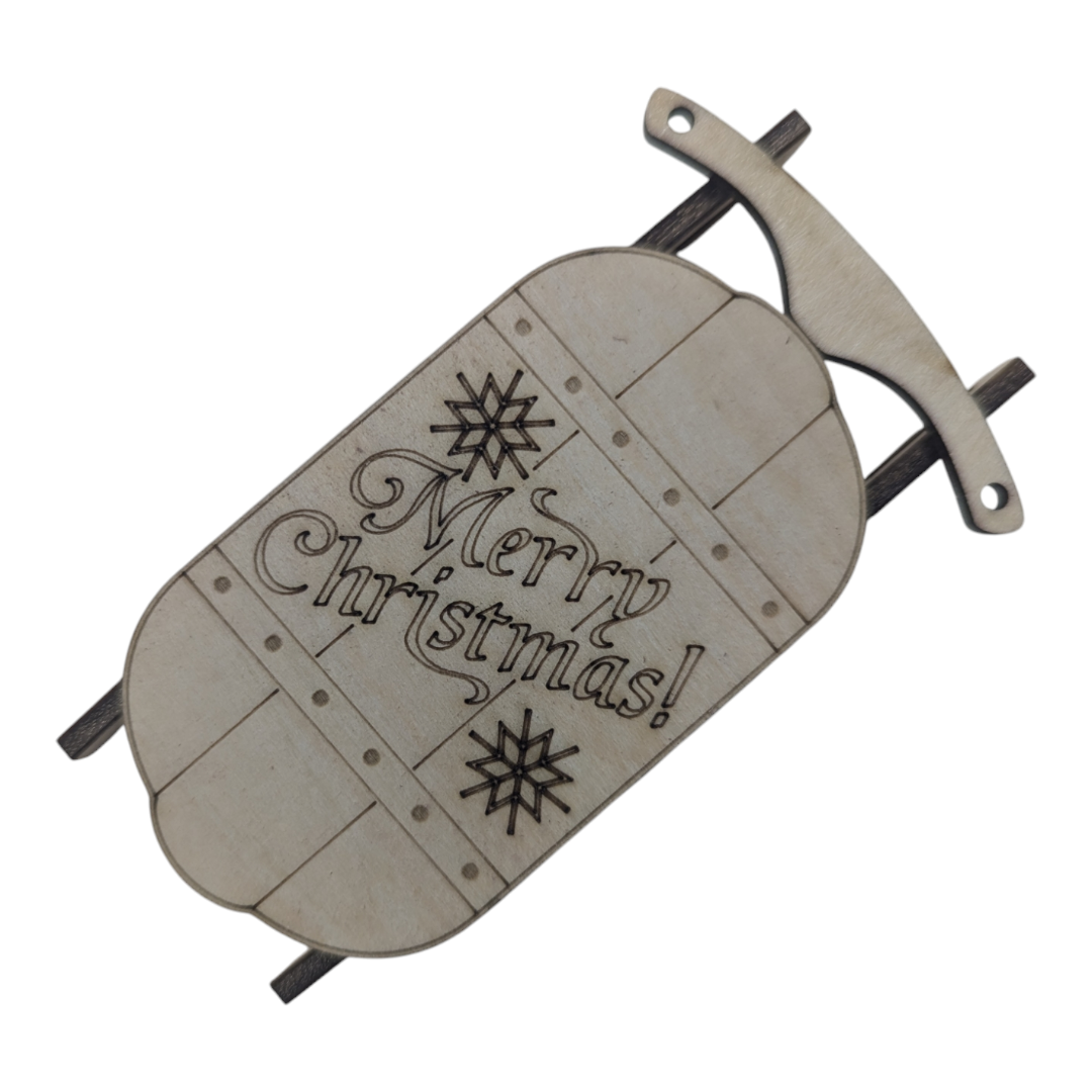 Christmas Ornament Sled w/ rope handle, Christmas Decoration
