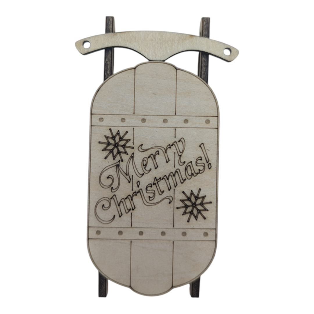 Christmas Ornament Sled w/ rope handle, Christmas Decoration