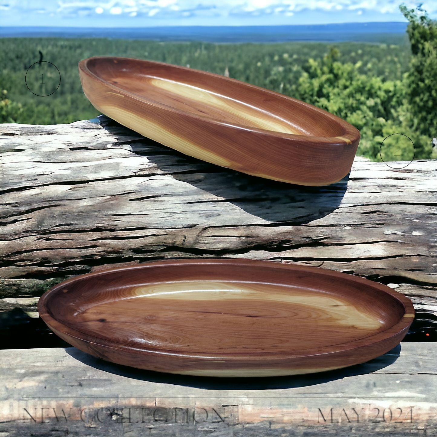 Wooden Oval Display Bowl-Red Cedar
