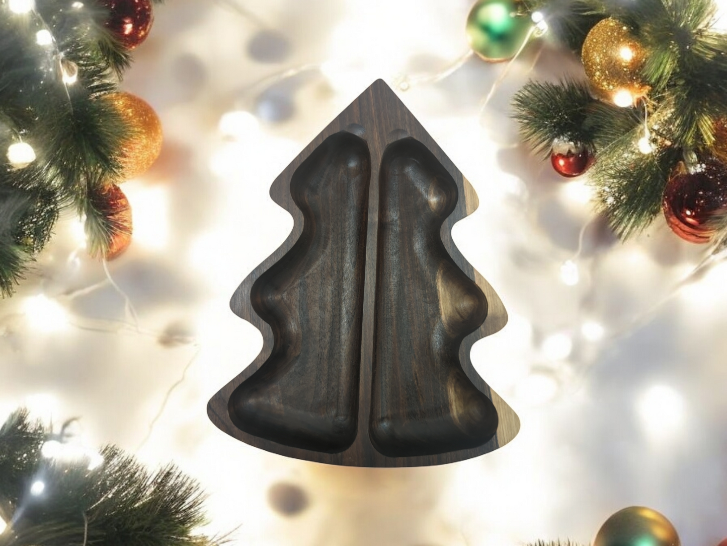 Christmas Tree Shaped Serving Tray, Walnut