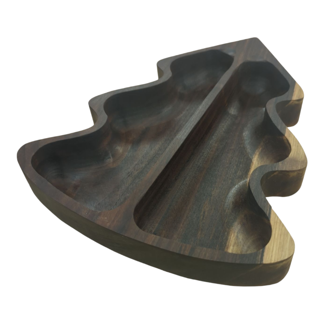 Christmas Tree Shaped Serving Tray, Walnut