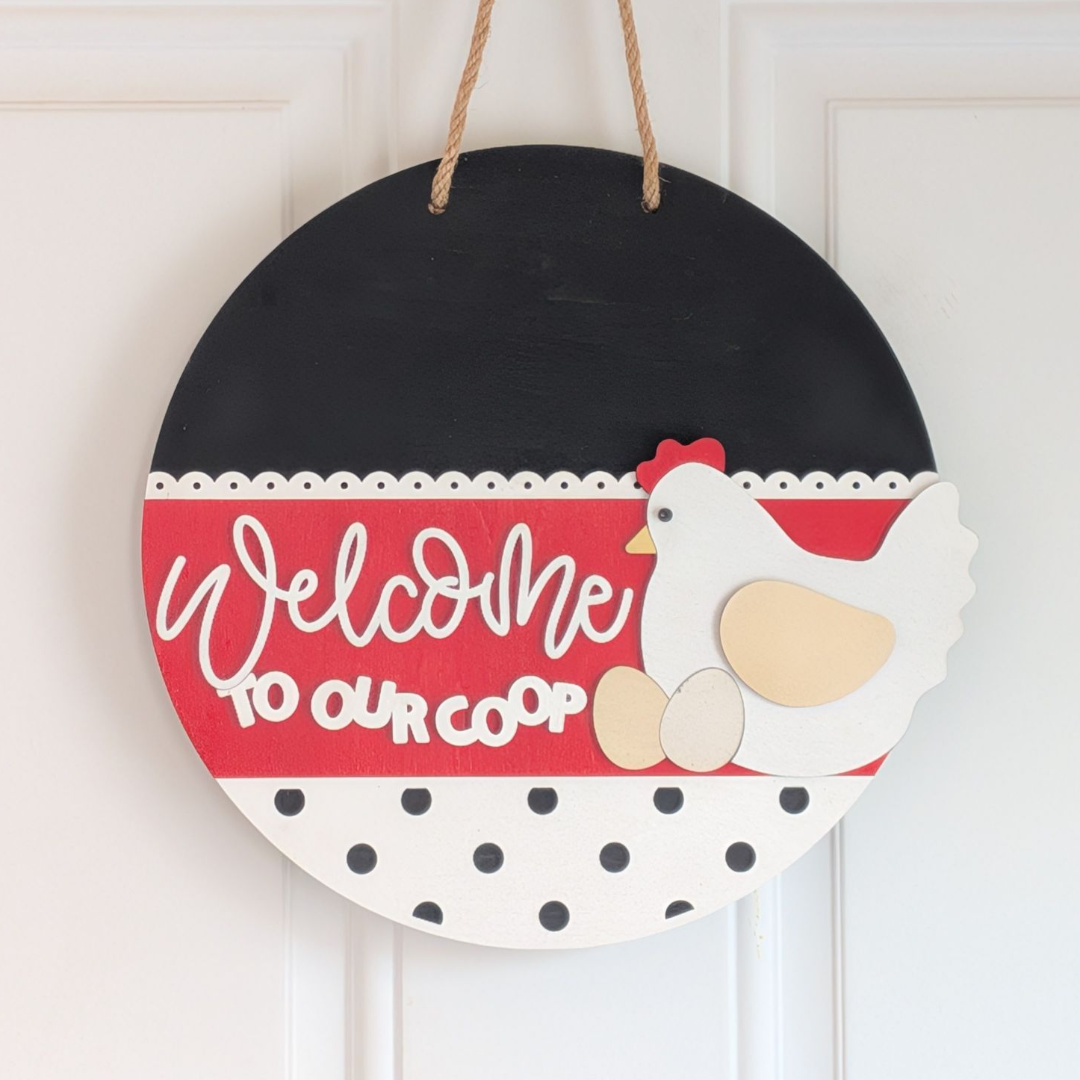 Round Door Hanger, Welcome to our Coup Welcome Sign