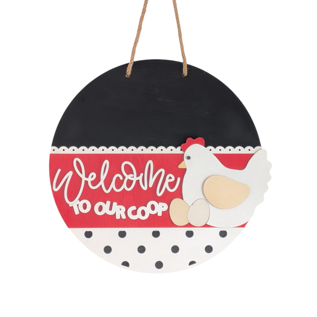 Round Door Hanger, Welcome to our Coup Welcome Sign