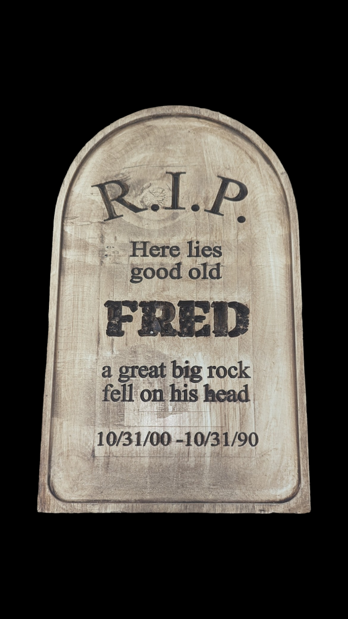 Wood tombstone yard sign
