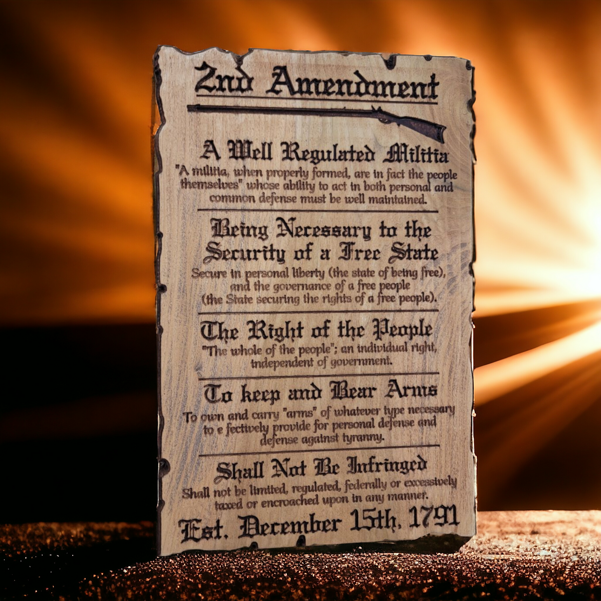 2nd Amendment Visual Handcrafted 2nd Amendment Rustic Wood Engraved Patriotic Wall Art ...