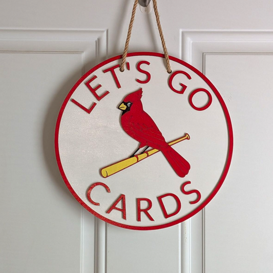 Round Door Hanger, Lets go Cards Baseball Welcome Sign