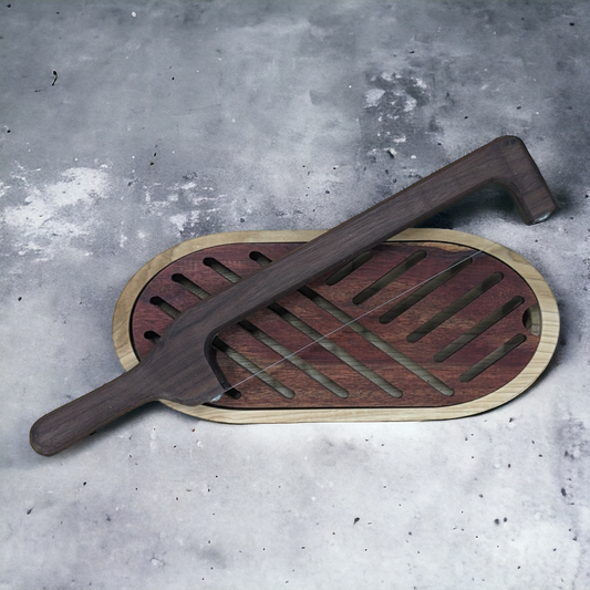 Custom bread board w/ walnut bow style bread knife