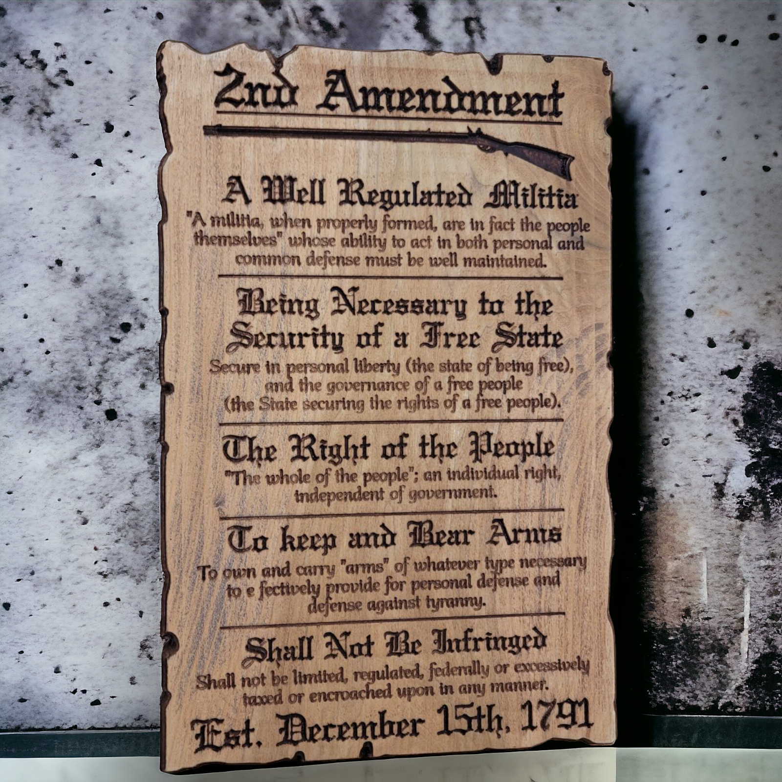 2nd Amendment Visual Handcrafted 2nd Amendment Rustic Wood Engraved Patriotic Wall Art ...