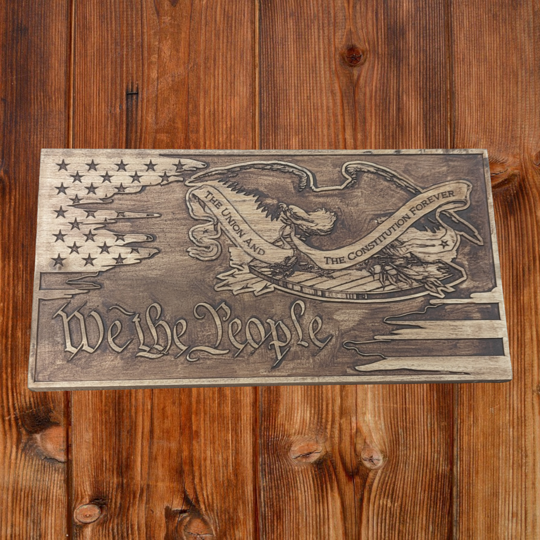 Rustic Wood American Flag, We the People, Patriotic Wall Art with We the People