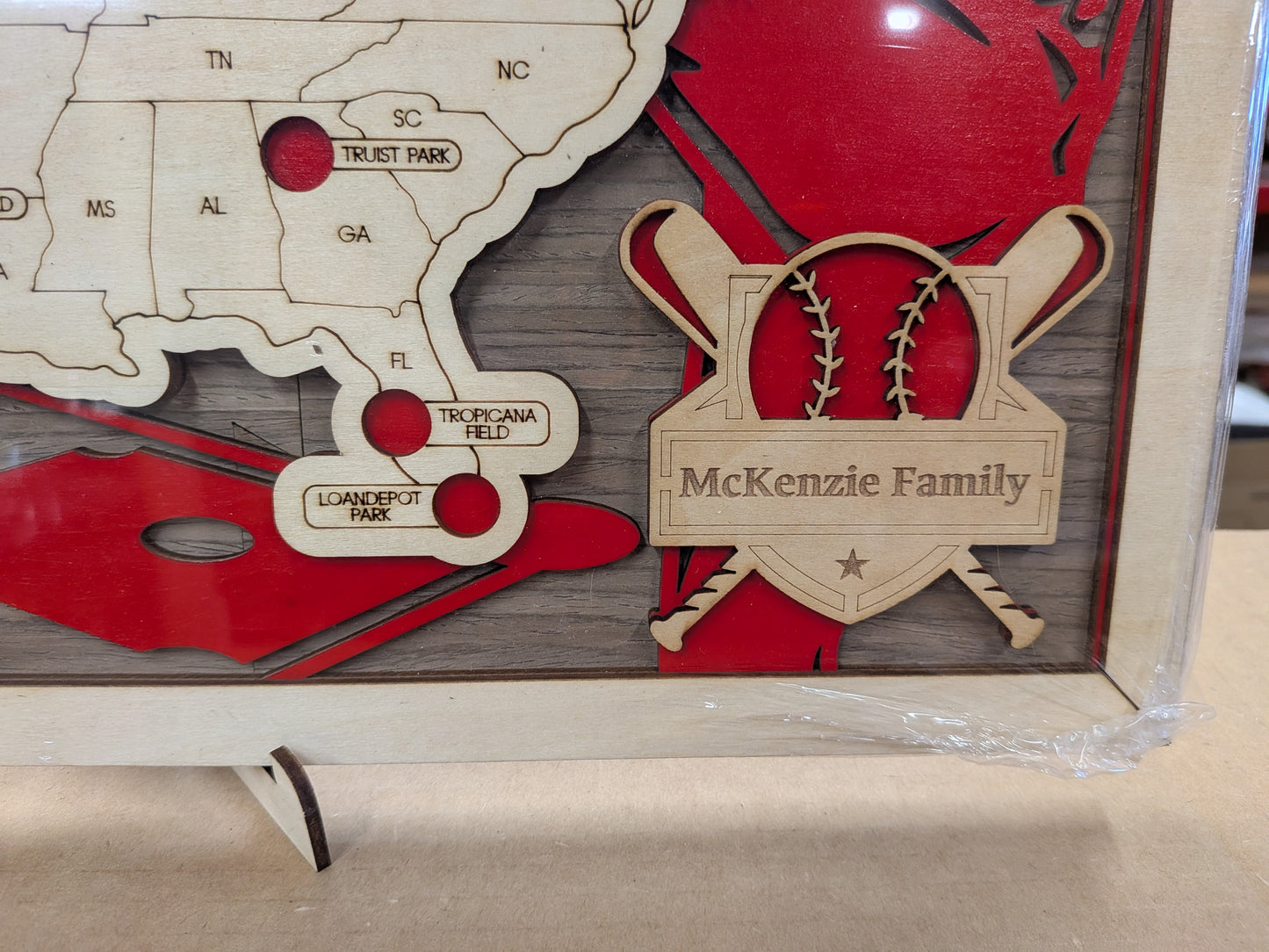 Customizable Baseball Stadium Park Travel Map Tracker with Inserts