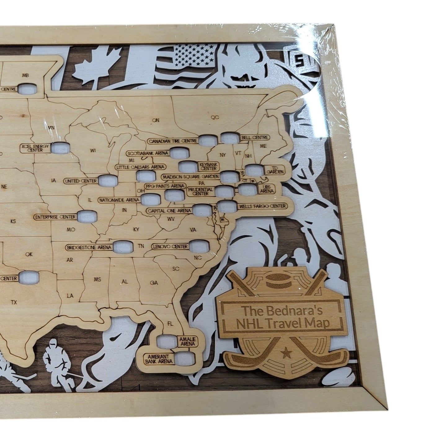 Customizable NHL Hockey Arena Family Travel Map w/ Tracker with Inserts