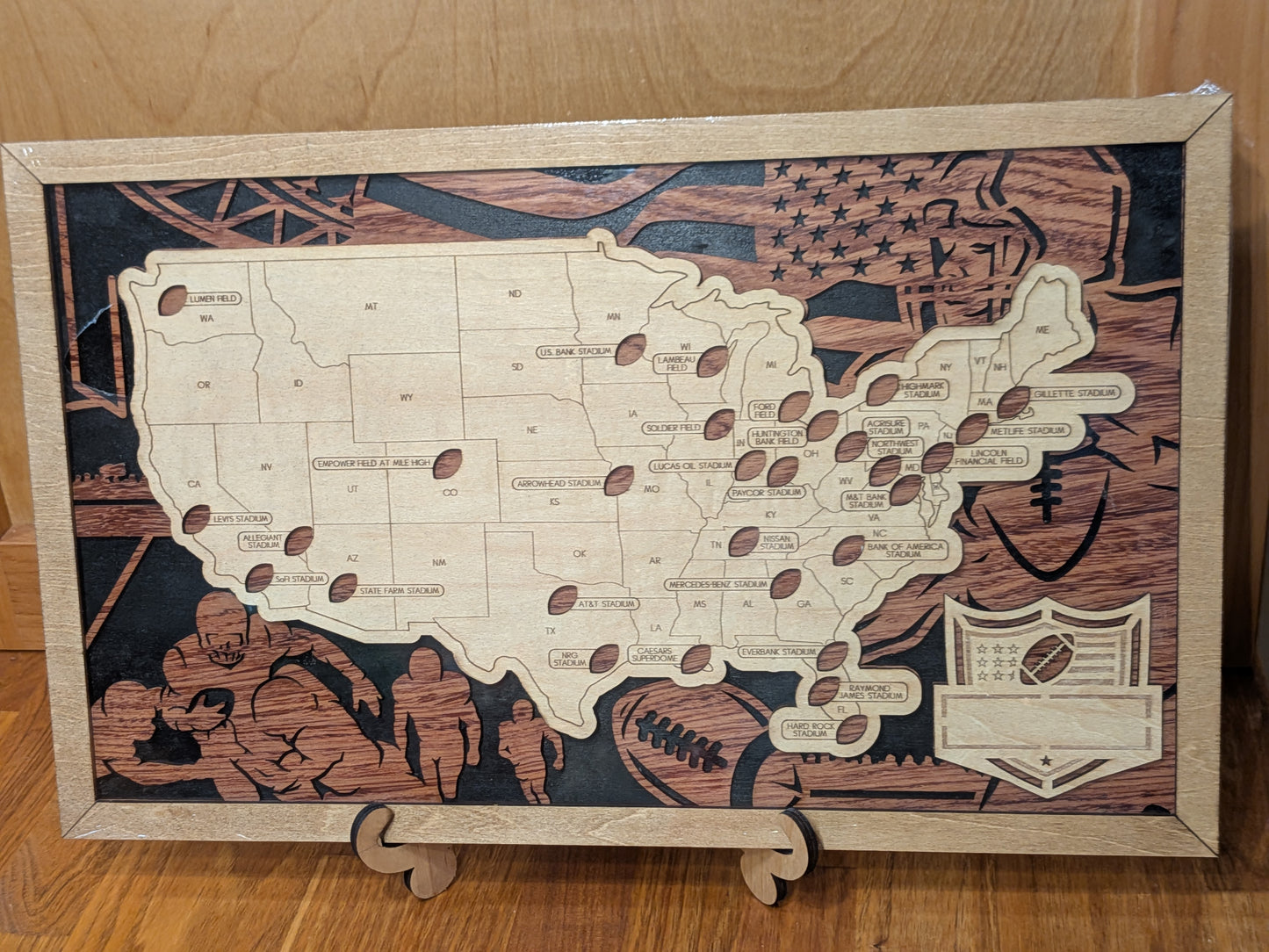 Customizable NFL Football Stadium Family Travel Map w/ Tracker with Inserts