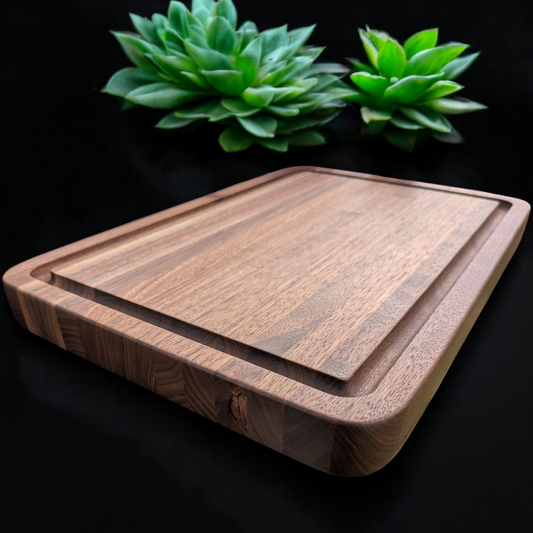 Walnut Cutting Board with Juice Groove 1-3/8" Thick - Handcrafted