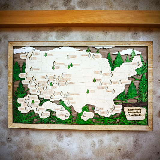 Personalized USA National Parks Travel Map With Pins, National Parks Wooden Map Tracker