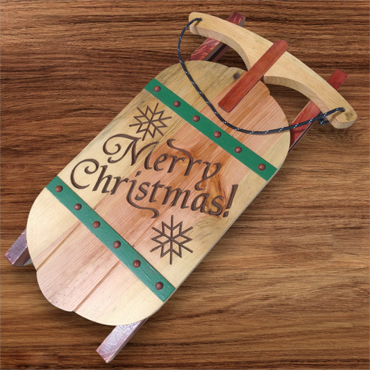 Christmas Sled Deluxe Handcrafted w/ Merry Christmas