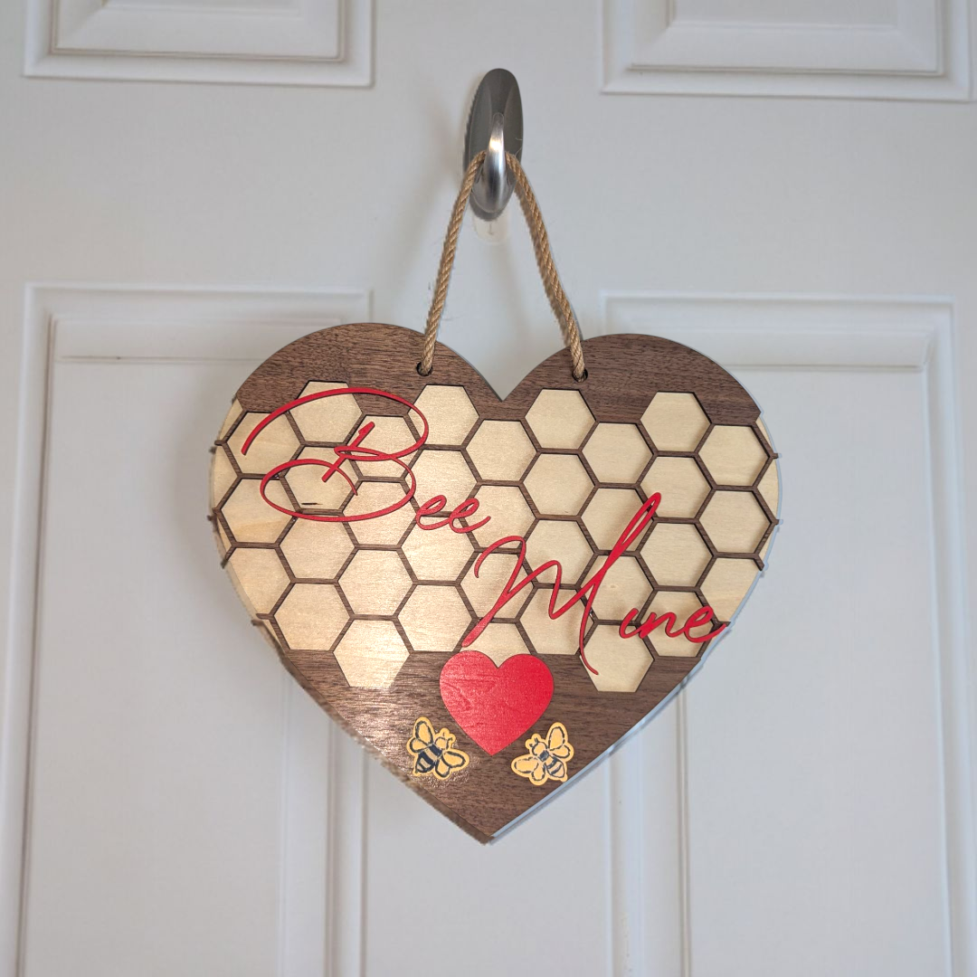 Bee Mine Valentines Round Door Hanger