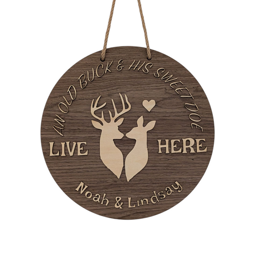 Round Door Hanger,  An Old Buck & His Sweet Doe