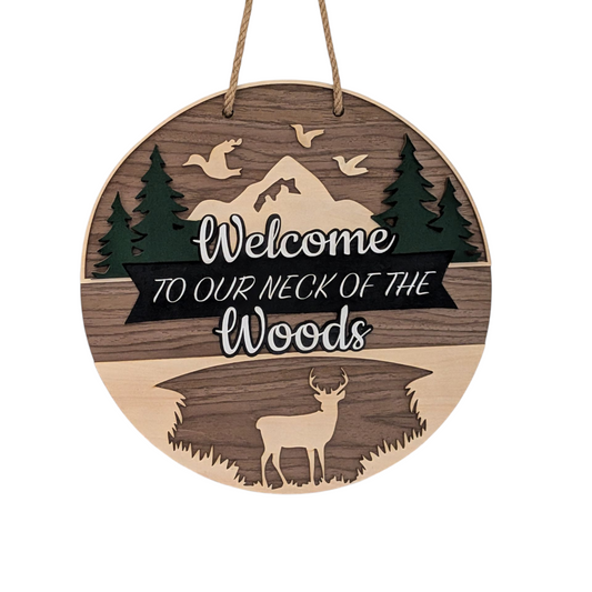 Round Door Hanger,  Welcome to our neck of the woods