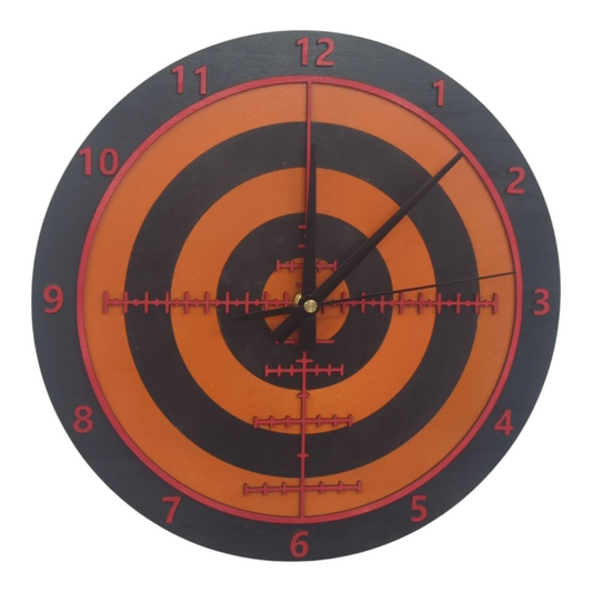 Target w/ Reticle Wooden Wall Clock