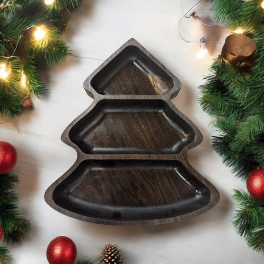 Christmas Tree Shaped Serving Tray, Walnut