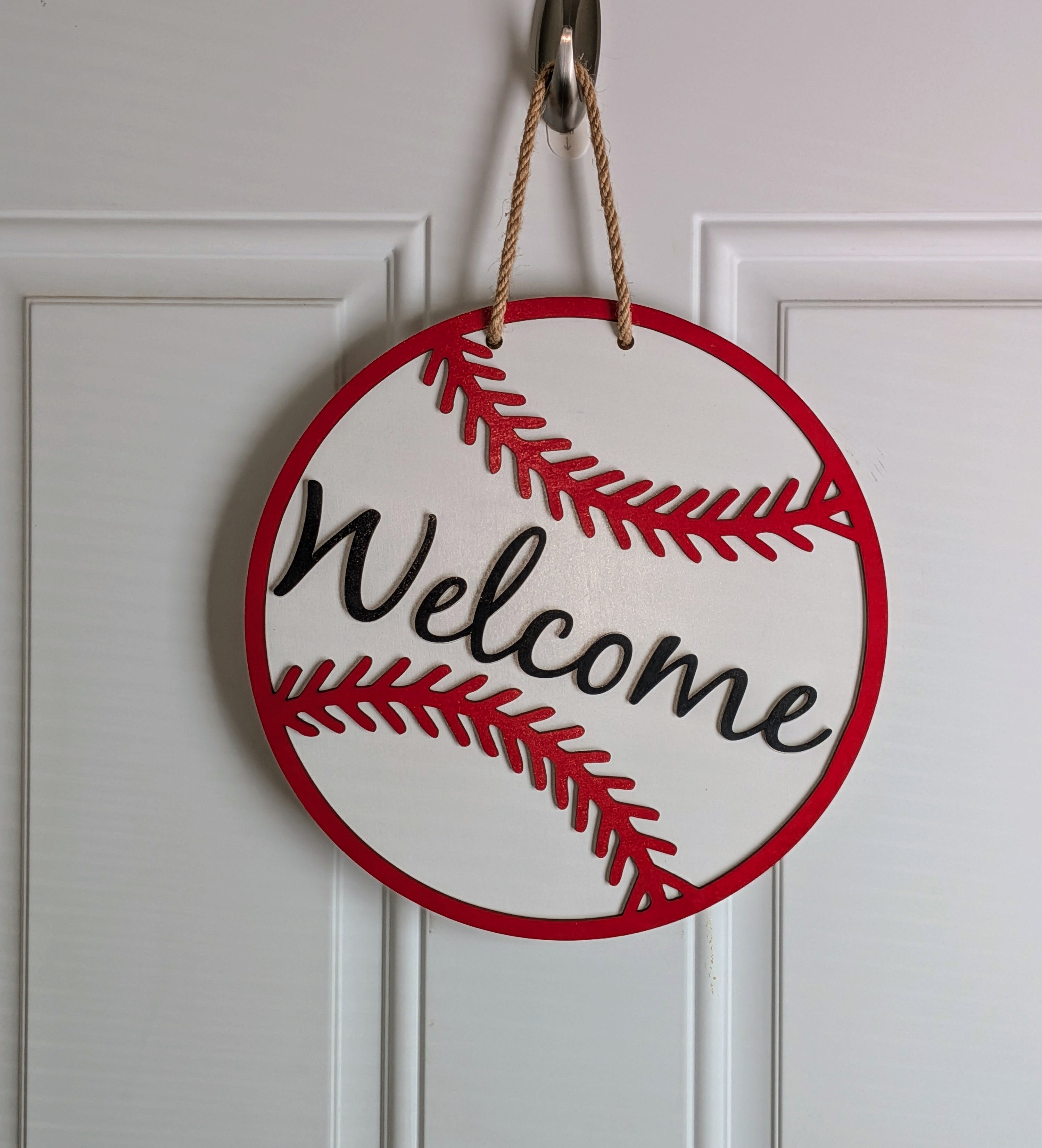 Round Door Hanger, Baseball Welcome Sign – Triple N Woodworking
